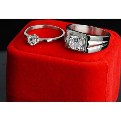 Simple Not Fade Titanium Steel With AAAAA Cubic Zirconia Promise Engagement Wedding Rings For Men Party Jewelry