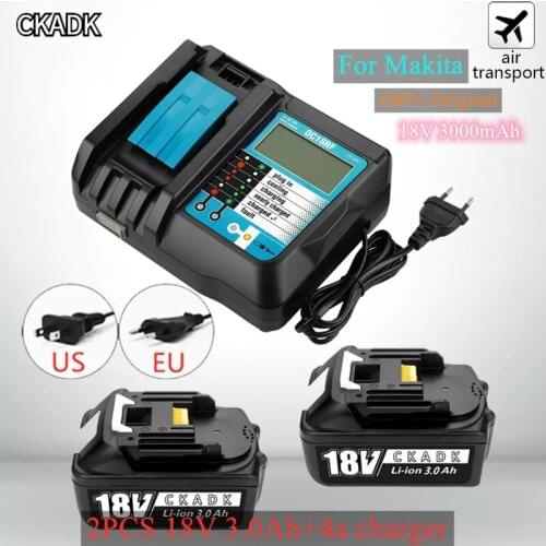With 18v 4A Charger BL1860 Rechargeable Battery 18 V 3000mAh Lithium Ion for Makita 18v Battery BL1840 BL1850 BL1830 BL1860B