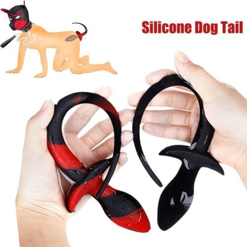 Puppy Play Silicone Dog Tail Buttplug G-spot Stimulator Fetish Pet Roleplay Pup Tail BDSM Slave Anal Dilator Eortic Sex Anal Toy