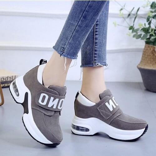 Women Sport Sneaker Chunky Hidden Heels Height Increasing Ladies Wedge Shoes High Plush Warm Platform Non-leather Casua Shoes