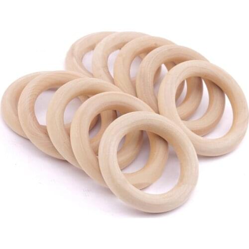 12pcs Baby Wooden Teething Rings 70mm Wood Ring Baby Teethers Natural Safe Necklace Bracelet Making DIY Craft Baby Toys