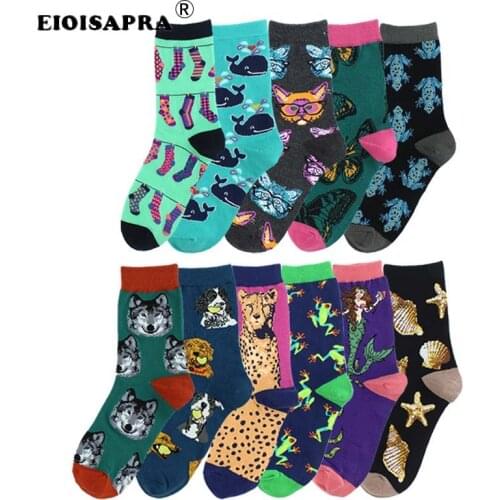 2020 New Product Fashion Trend Creative Combed Cotton Funny Socks Women Harajuku Cartoon Casual Animal 11 Color Tide Socks