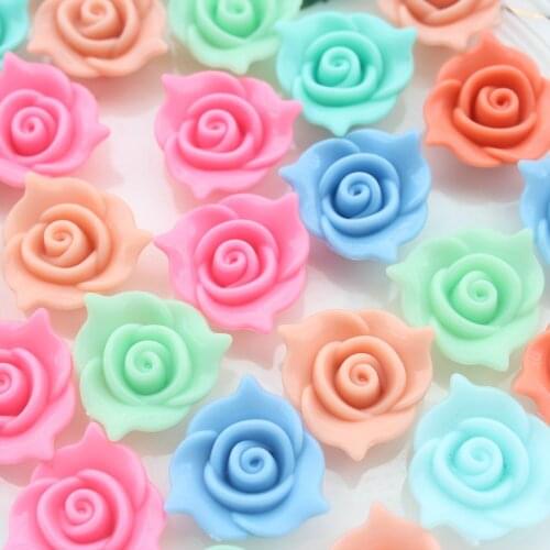 300pcs lovely pastel mix color medium Acrylic flower beads 19mm w/ drilled holes D25