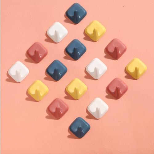 4PCS Colorful Seamless Hooks Door Back Hanger Key Holder Decorative Hooks Bag Handbag Hat Clothes Plastic Hook