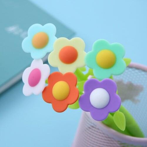 48pcs/set Wholesale Factory Cute Stationery Korea Plant Gel Pen Cute Soft Silicone Gel Flower Gel Pen Wholesale Stationeries