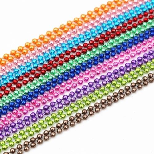 5pcs 1.5mm 2.0 2.4mm Length 70cm (27.5 inch) 10 Colors Plated Ball Beads Chain Necklace Bead Connector For Charms Base and Tray