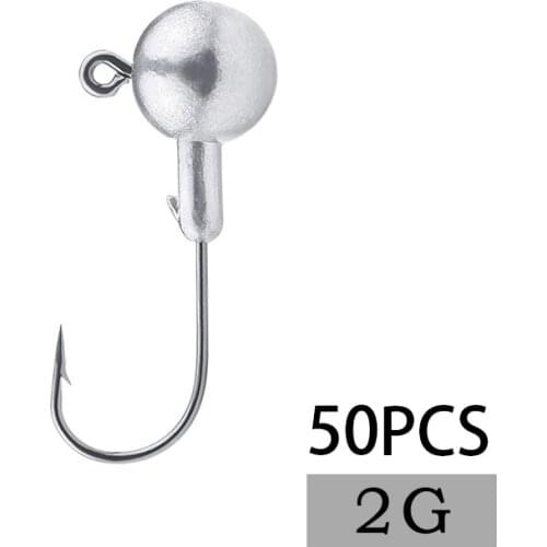 50pcs/lot 2g Barbed Lead jig head fishing hook set for soft bait Winter sea fishing connector lead head hook jighead Accessories