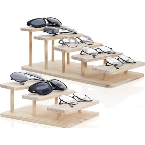 New Arrival Assembleable 1-5 Layers Options Bamboo Sunglasses Stand Glasses Display Jewelry Holder Bracelet Watches Show Product