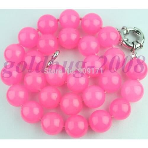 Free Shipping ELEGANT 14 MM ROUND PINK stone NECKLACE