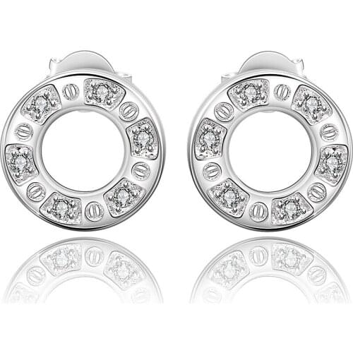 Free Shipping Best selling style 925 sterling silver jewelry Exquisite round zircon earrings Elegant temperament ladies jewelry