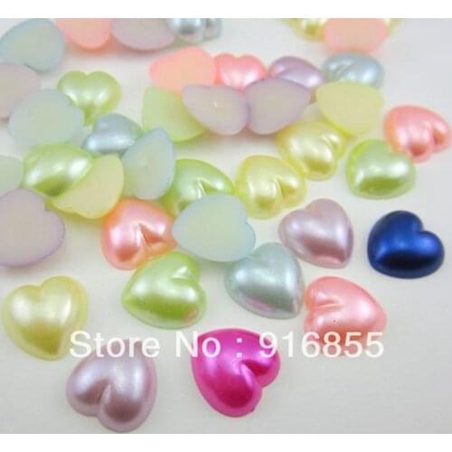 Free Shipping 24Pcs/lot 14*15mm Mixed Imitation Pearls Half Heart Flatback Beads For Diy Decoration