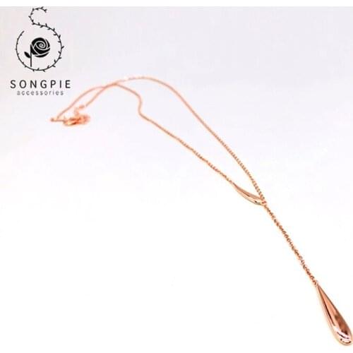 925 Sterling Silver Plated Necklace Droplet Pendant Chain Fashion Accessories Single Banquet Jewelry