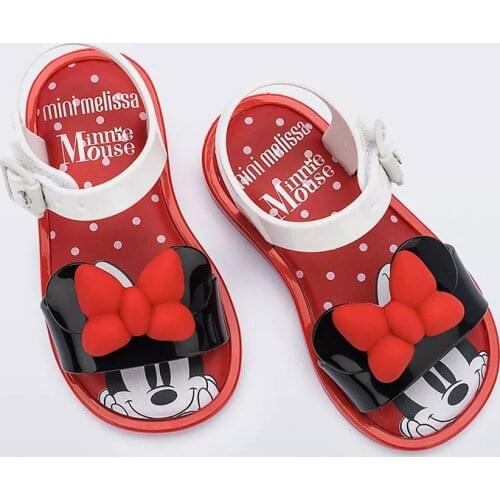 2021 Disney New Mini Melissa Children Shoes Mickey Mouse Minnie Bow Jelly Sandals Disney Girls Sandals Melissa Beach Kids Shoes
