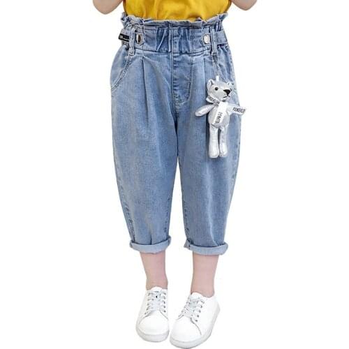 Kids Girls Denim Shorts Summer Fashion Design Causal Ruffles Loose Jeans Shorts Pants FOr Teenagers Girl 120-160CM LM036