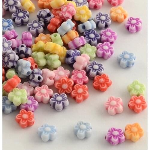 Fashewelry 500pcs 7mm Mixed Color Acrylic Flower Beads for Jewelry Making DIY Bracelet Necklace Earrings Crafts Accessories