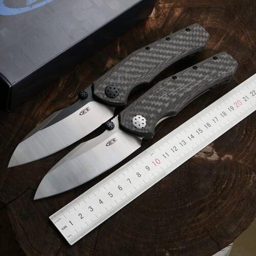 Green thorn 0850 quick opening folding knife D2 + carbon fiber handle camping outdoor survival fruit practical knife EDC tool