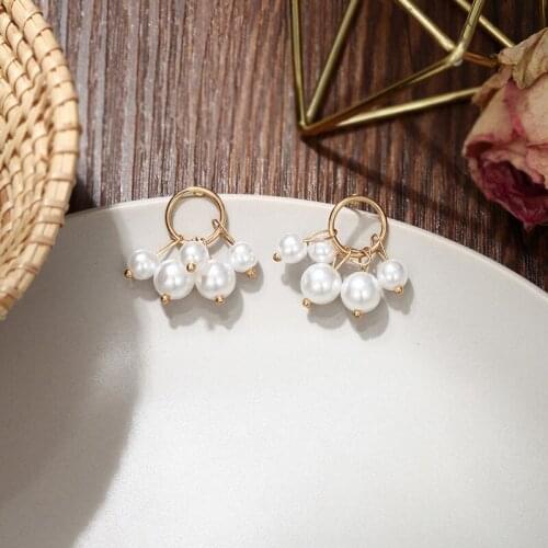 Simulated Pearl Earrings Simple Design Indian Jewelry Small Simple Tassel Earrings For Women Classical Korean Style Brincos