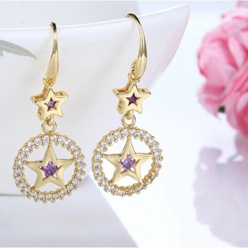 Fashionable Geometric Jewelry 18K Yellow Gold Filled Ladies Earrings