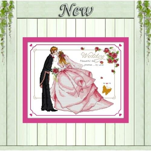 Promise of Love wedding kiss decor painting counted printed on canvas DMC 14CT 11CT Cross Stitch Needlework Sets Embroidery kits