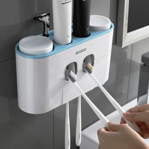 Bathroom Accessories Toothbrush Holder Toothpaste Dispenser Squeezer Set 4 Cup Stand For Toothbrushes Toothpaste Bathroom Set