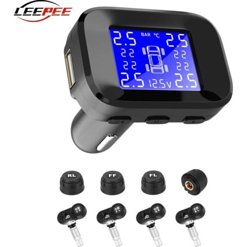 New Digital TPMS Sensors Car Tire Pressure Monitoring System Auto Tyre Diagnostic Electronic Kit Cigarette Lighter USB Charging