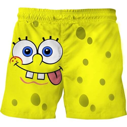 New Summer Fashion Sponge Family Mens Beach Pants 3D-Printed Sports Swimming Board Shorts Fun And Cute Mens Shorts