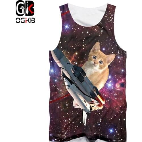 OGKB Tank Top Adult 3D Printed Starry sky cat Streetwear Oversized Habiliment Spring Sleeveless Shirt Wholesale Dropshipping