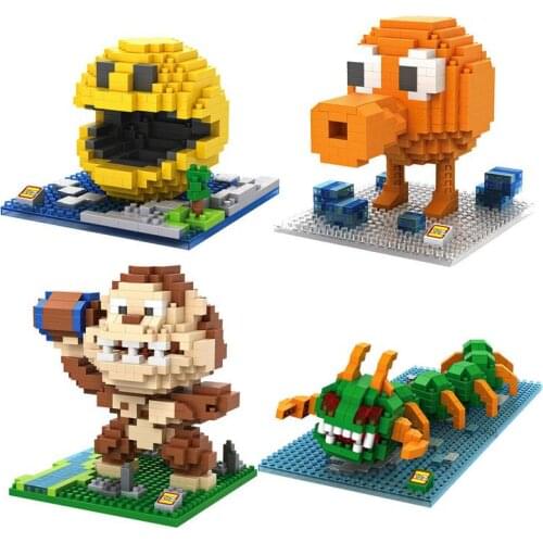 Pixels PacMan Micro Blocks Model DIY Assemble Action Cartoon Figures Qbert Building Kit Toy Boy Gifts Anime 9617-9620
