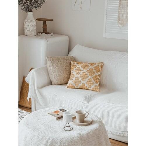 Moroccan sofa throw blanket for Bed room Cover blanket white knitted Air Condition Blankets Home decoration textiles