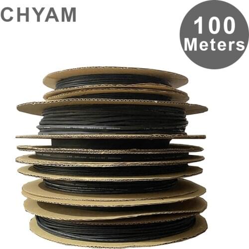 100 Meters 2:1 Polyolefin Heat Shrink Tube Shrinkable Tubing Insulating Cable Sleeve Black Diameter 5/6/7/8/10/11/12mm