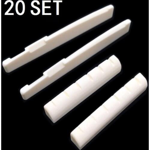 20Sets of 40pcs Acoustic Guitar Bone Bridge Saddle and Nut Made of Real Bone
