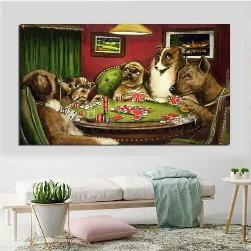 Dogs Playing Poker Art Print Canvas Prints Picture Modular Paintings For Living Room Poster On The Wall Home Decor
