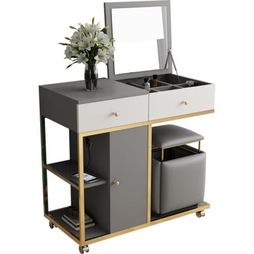 Modern Dressing Table With Mirror Vanity Makeup Desktop Velvet Drawers Bedroom Furniture Dresser 80 cm with stools