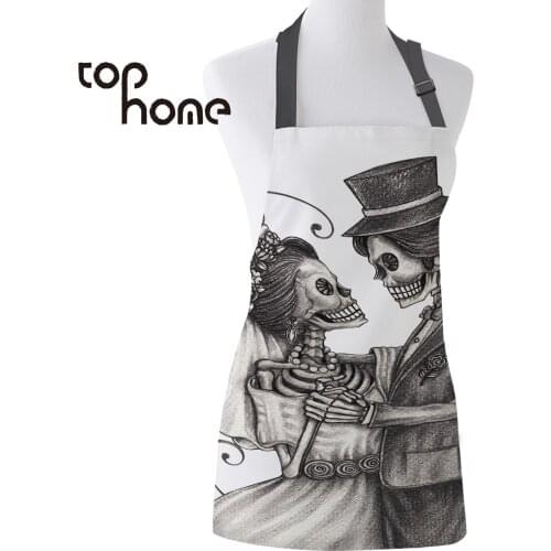 Tophome Kitchen Apron Wedding Printed Adjustable Sleeveless Canvas Aprons for Men Women Kids Home Cleaning Tools