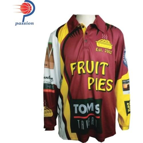 28 USD Each Kids Custom Design Long Sleeve Fishing Jerseys With 3 Buttons