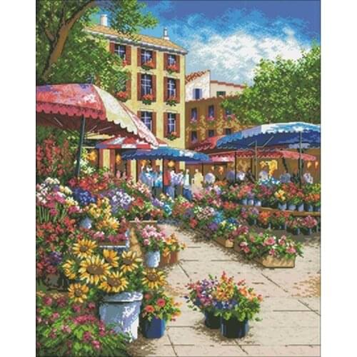 Provence market patterns Counted Cross Stitch 11CT 14CT 18CT DIY Chinese Cross Stitch Kits Embroidery Needlework Sets