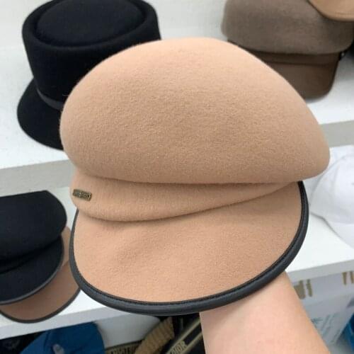Japanese Fashion Wool Peaked Cap Hat For Women Fall Winter Retro Diagonal Equestrian Hat Custom Felt Hat Bonnet Enfant Headcap