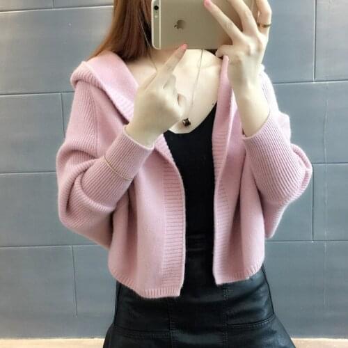 Women Hooded Sweaters Coat Autumn Korean Fashion Knitted Jackets Spring Clothes Loose Warm Sueter Mujer Outwear Windbreaker