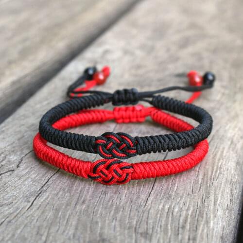 Zodiac Year Couple Red String Bracelet Hand Woven Adjustable Diamond Knot Double Money Knot Hand Rope Bracelet
