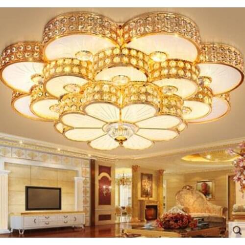 Golden LED circular crystal lamp luxury bedroom living room ceiling lighting warm modern study lamps led lighting fixture led