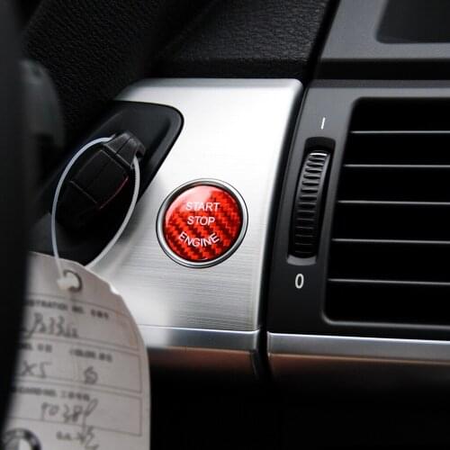 1PC Carbon Fiber Red Cap Keyless Go Engine Start Push Button Trim for E