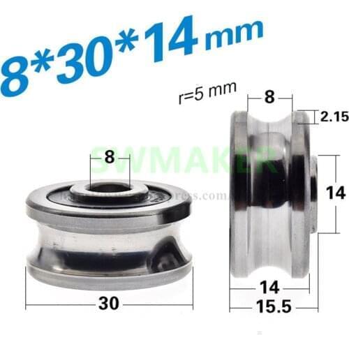 10pcs 8*30*14mm U-groove bearing pulley SG25 non-standard Gothic groove embroidery machine wheel SG25N guide wheel roller