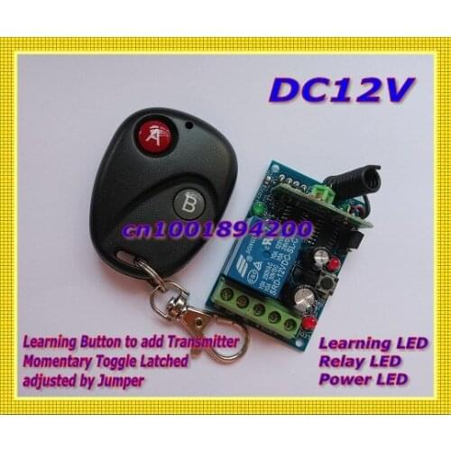 12V Remote Control Switch DC12V Relay Receiver + Transmitter 315/433MHZ Remote Controller Remote Control Learning Code M4 T4 L4