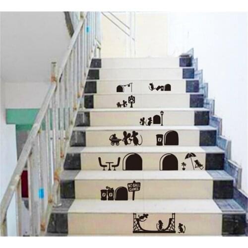 3d Vivid Hole Black Cat Mouse Car Wall Stickers Home Decals Bedroom Living Room Decor