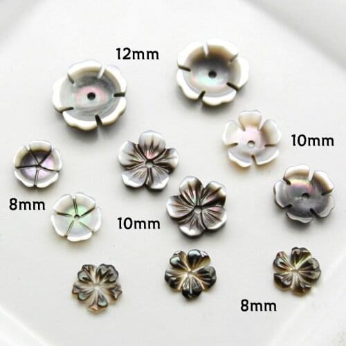 5pcs / bag Natural Black Pearl Shell Carved Bowl Flower Bauhinia Jewelry DIY Hair Clip Brooch Earring Jewelry Accessories