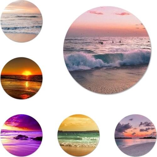 58mm Summer Ocean Sea Sunset Beach Badge Brooch Pin Accessories For Clothes Backpack Decoration gift