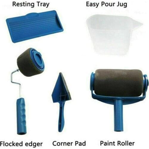 8pc/set Multifunctional Wall Decorative Paint Roller Corner Brush Kit Handle Tool DIY Household Easy to Operate Painting Set