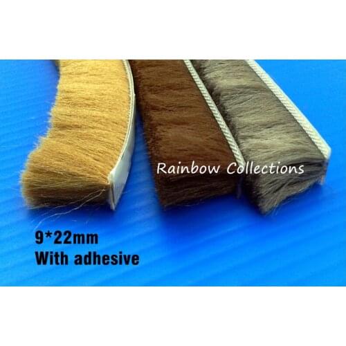 9x22mm 5meters/lot Gray/Brown/Golden brown Door Window Draught Excluder Brush Weather Strip Seal Tape Strong Foam Seal Strip