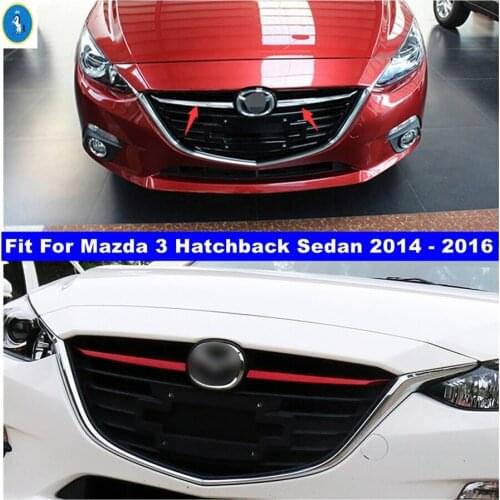 Car Accessories Front Grille Grill Decoration Panel Cover Trim Fit For Mazda 3 Hatchback Sedan 2014 - 2016 ABS Red / Chrome Kit