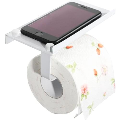 Free shipping 304 Stainless Steel WC Toilet Paper Roll Holder white toilet holder bathroom toilet roll holder with phone shelf